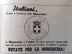 Un volantino della propaganda monarchica