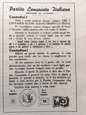 Volantino di propaganda Pci