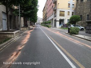 Viterbo - Il centro "striato" di rosso