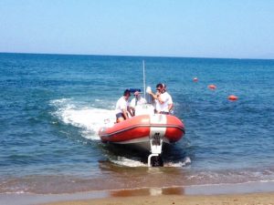 Il mezzo anfibio della Protezione civile