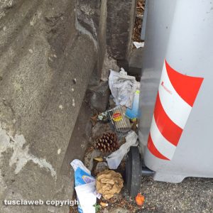 Viterbo - Immondizia vicino alla fontana di piazzale Gramsci