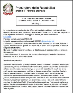 La nuova mail truffa che si finge istituzionale e minaccia arresti e condanne