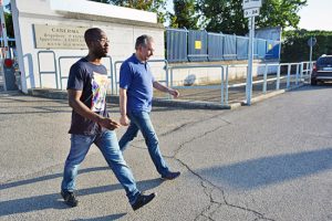 Guede torna in carcere accompagnato dall'avvocato Ballarini e dal coordinatore del gruppo Csc Mariani