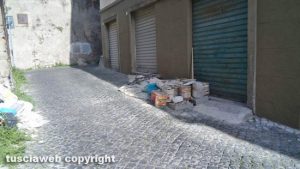 Viterbo - Calcinacci ed erba alta in via Traversa