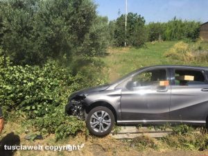 Viterbo - Auto fuori strada sulla Cassia Sud