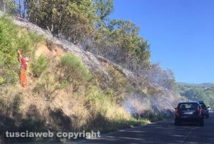 Viterbo - Incendio sulla Sammartinese, traffico in tilt