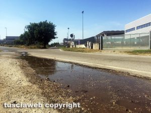 Viterbo - Perdita d'acqua in via dell'Industria