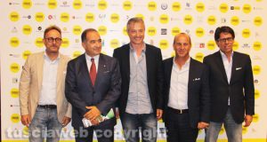Viterbo - Comune - La presentazione di Ombre festival - Da sinistra: Carlo Alibrandi, il questore Lorenzo Suraci, Alessandro Maurizi, Federico Carletti, Fabio Caso