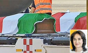 Strage di Dacca - Il rientro delle salme a Ciampino - Nel riquadro Nadia Benedetti