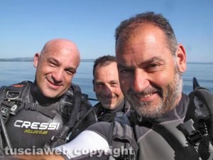 Otello Litardi, Davide Principi e Stefano Caccavelli della scuola subacquea Blue & Blue Diver Club Viterbo
