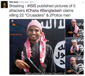 Strage di Dacca - Il tweet del Site