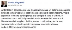 Strage a Dacca - Sui social il ricordo di Nadia Benedetti