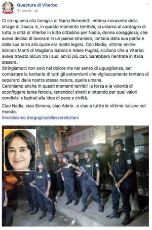 Strage a Dacca - Sui social il ricordo di Nadia Benedetti