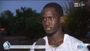 Migranti - Agorà (Rai 3) a Canino - Un ragazzo del centro d'accoglienza Le Cascine