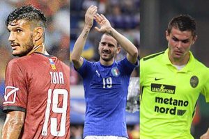 Sport - Calcio - Da sinistra: Alessandro Tuia, Leonardo Bonucci e Federico Viviani