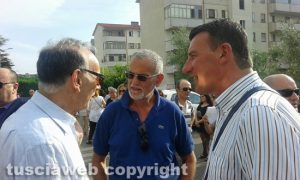 Viterbo - I funerali di Tonino Longo, segretario della Uil Scuola - Massimo Di Menna, Guglielmo Loy e Giancarlo Turchetti
