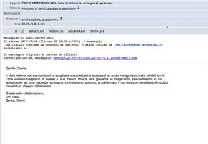 Il nuovo phishing della spedizione non riuscita