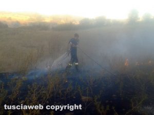 Incendio a Blera - Volontari della protezione civile in azione
