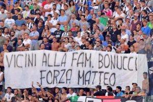 Roma - Lo striscione dei tifosi della Juventus