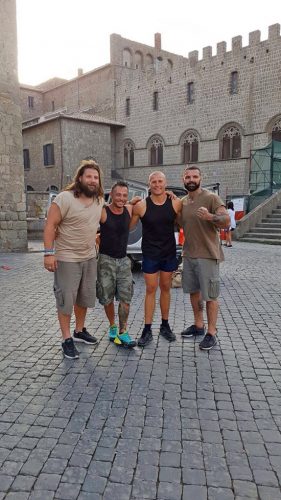 Andrea Agostini con Martin Castrogiovanni e Alessio Sakara