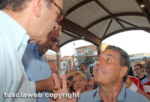 Giulio Marini invita Stefano Parisi al trasporto della macchina di santa Rosa