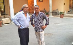 Tarquinia - Vittorio Sgarbi in visita al museo Archeologico nazionale tarquiniese col vice sindaco Renato Bacciardi