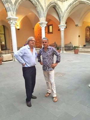 Tarquinia - Vittorio Sgarbi in visita al museo Archeologico nazionale tarquiniese col vice sindaco Renato Bacciardi