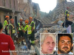 Terremoto - Amatrice - Nei riquadri Anna Maria Masciolini e il figlio Luca Grondona