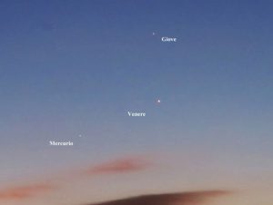 Giove, Mercurio e Venere al tramonto