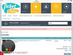 La schermata per l'acquisto dei biglietti di santa Rosa online