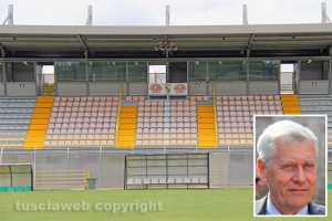 Sport - Calcio - Viterbese - Lo stadio Enrico Rocchi - Nel riquadro: il sindaco Leonardo Michelini
