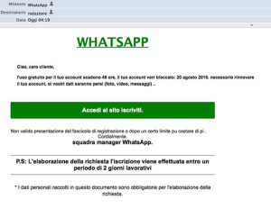 Il nuovo phishing sull'account Whatsapp