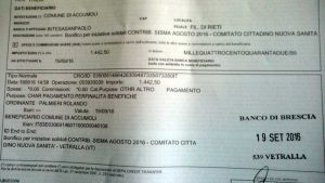 Il bonifico del comitato di Vetralla