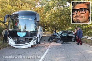 Bus contro auto sulla Cimina - Nel riquadro, Matteo Leporatti
