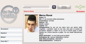 Scomparso Marco Rovai di Ronciglione - L'appello della trasmissione "Chi l'ha visto?"