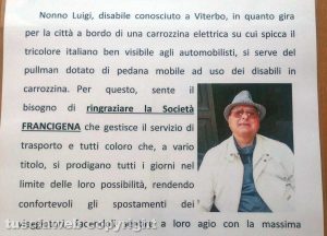 Viterbo - La lettera di nonno Luigi agli autisti della Francigena