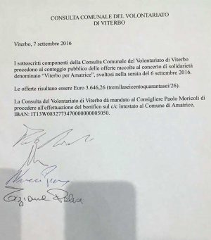 Viterbo per Amatrice - Il verbale