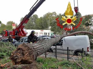 Vigili del fuoco in azione per il vento 