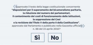 Referendum costituzionale - Il quesito