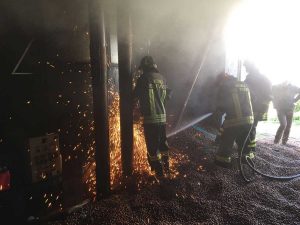 Ronciglione - Incendio in un magazzino di nocciole
