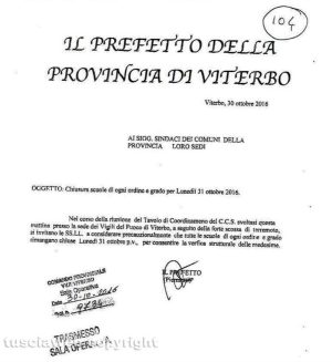 Terremoto nell'Italia di centro - L'ordinanza del prefetto per la chiusura di tutte le scuole della provincia