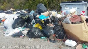 Viterbo - Cassonetti stracolmi vicino a Belcolle
