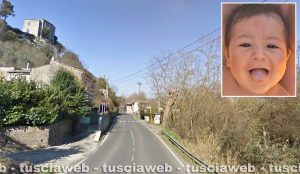 Orte - Via Zelli e nel riquadro il piccolo Diego Romagnoli