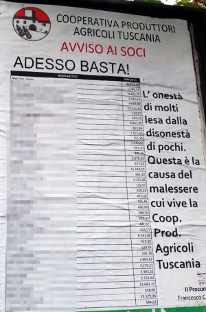 Tuscania - Il cartello affisso in paese