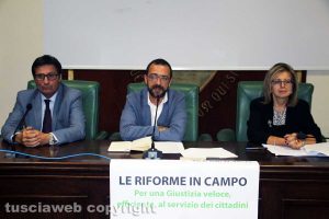 Il convegno Pd "Le riforme in campo" - Da sinistra Ermini, Egidi e Ferranti