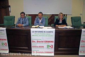 Il convegno Pd "Le riforme in campo" - Da sinistra Ermini, Egidi e Ferranti