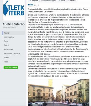 Viterbo - La protesta dell'Atletica Viterbo su Facebook