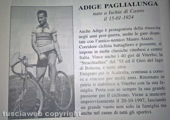 Ischia di Castro - Come eravamo - 1949 - Il ciclista Adige Paglialunga