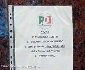 Viterbo - Provincia - Il cartello dell'iniziativa Pd
