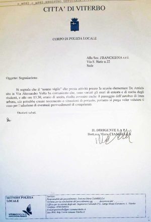 La nota arrivata alla Francigena 